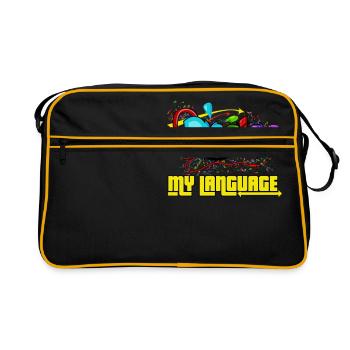 La musique est mon cadeau Grafitti langue - Sac Retro - noir/or - Devant