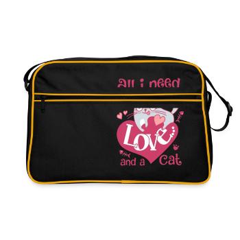 Tout ce dont j'ai besoin c'est de l'amour et un chat - Sac Retro - noir/or - Devant