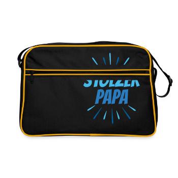 Stolzer PAPA sei stolz auf deine Kinder - Retro Tasche - Schwarz/Gold - Vorne