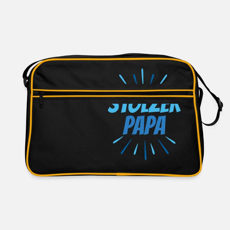 Stolzer PAPA sei stolz auf deine Kinder - Retro Tasche - Schwarz/Gold