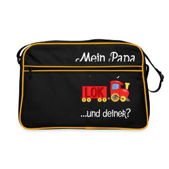 Mein Papa ist Lokführer! - Retro Tasche - Schwarz/Gold - Vorne
