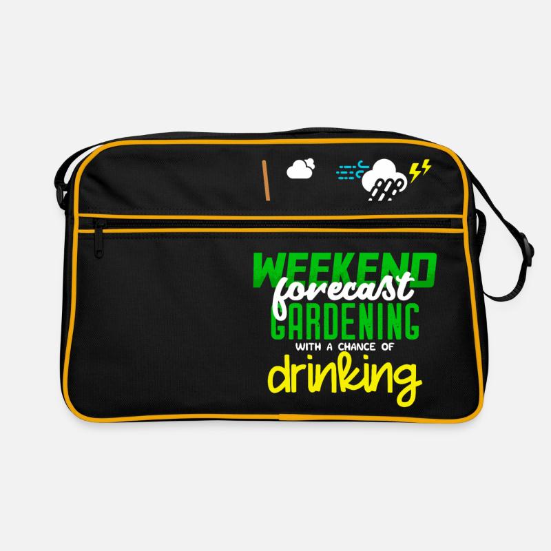 Wochenend-Vorhersage Gartenarbeit mit einer Chance zu trinken Retro Tasche
