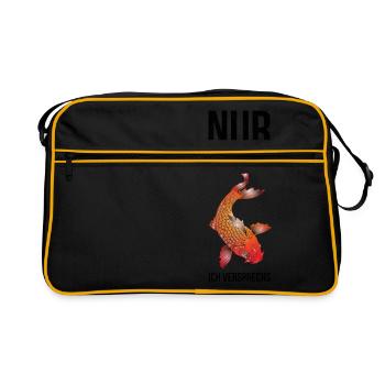 "Juste un de plus - je promets" Koi-Shirt Carp Fans - Sac Retro - noir/or - Devant