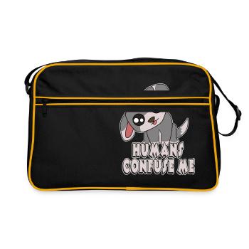 Dog Pug Pet Doggy head tilt cute dogs doglovers new tshirt - Retro Bag - black/gold - Front