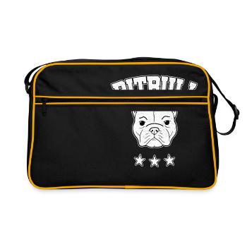 Pitbull Terrier Pittie Bully Geschenk - Retro Tasche - Schwarz/Gold - Vorne