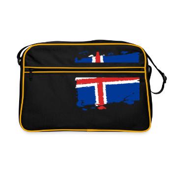 Ísland merkja - drapeau de l'Islande - drapeau de l'Islande - Sac Retro - noir/or - Devant