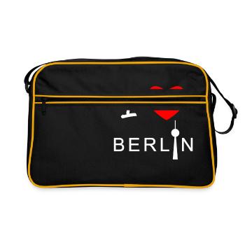 J'aime le cadeau de conception de chemise de Berlin - Sac Retro - noir/or - Devant
