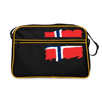 Norge flagg- Norwegen Flagge - Retro Tasche - Schwarz/Gold - Vorne