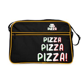 Pizza Pizza Pizza - Retro Tasche - Schwarz/Gold - Vorne