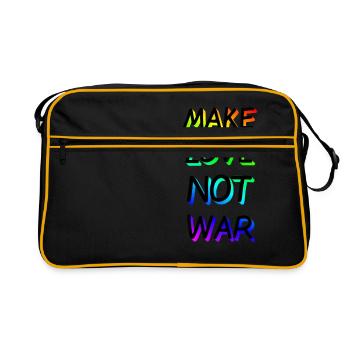 Faites l'amour pas la guerre arc-en-ciel - Sac Retro - noir/or - Devant