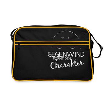 gegenwind formt den Charakter Fahrrad Mountainbike - Retro Tasche - Schwarz/Gold - Vorne