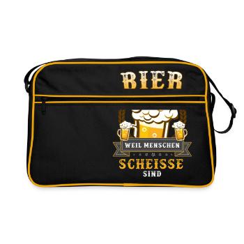Bier lustig Männerabend saufen Geschenk Geburtstag - Retro Tasche - Schwarz/Gold - Vorne