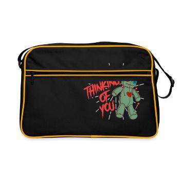 Halloween Voodoo - Thinking of you - Retro Tasche - Schwarz/Gold - Vorne