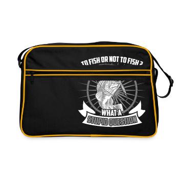 Pour pêcher angler pêcheur pêche poisson cadeau - Sac Retro - noir/or - Devant
