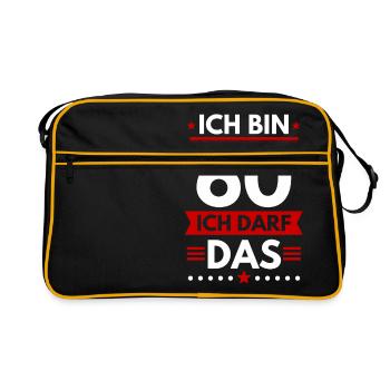 Ich bin 60 ich darf das, 60. Geburtstag, Geschenk - Retro Tasche - Schwarz/Gold - Vorne