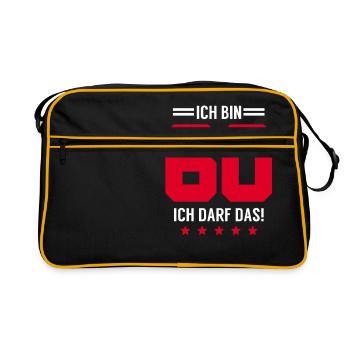 Ich bin 60 ich darf das, 60. Geburtstag, Geschenk - Retro Tasche - Schwarz/Gold - Vorne