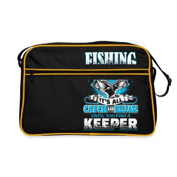 Dating angler pêcheur pêche poisson cadeau - Sac Retro - noir/or - Devant