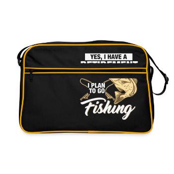 Pêcheur à la ligne pêche pêche cadeau de pêche - Sac Retro - noir/or - Devant