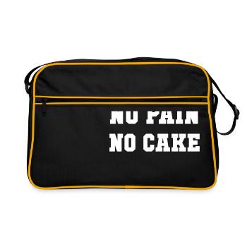 Kein Schmerz, kein Kuchen! - Geschenk - Retro Tasche - Schwarz/Gold - Vorne