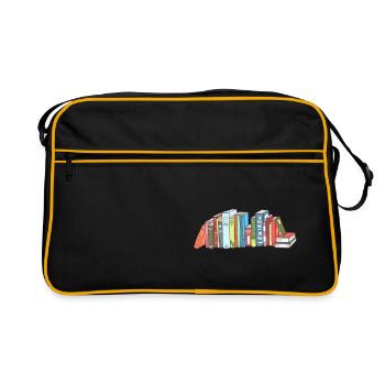 Buch Buch Bücher Bücher lesen Bücherwurm Buch - Retro Tasche - Schwarz/Gold - Vorne