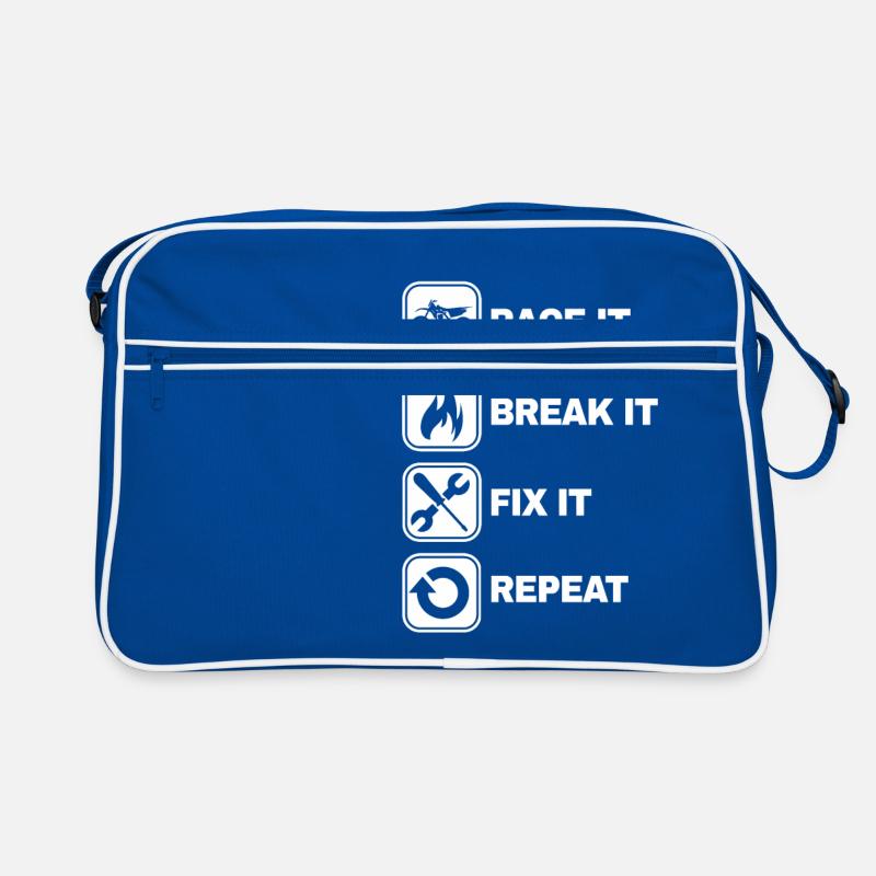 Race It Break It Fix It Repeat Motocross Geschenk Retro Tasche