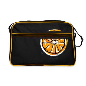 Orange Obst Frucht Fruit - Retro Tasche - Schwarz/Gold - Vorne