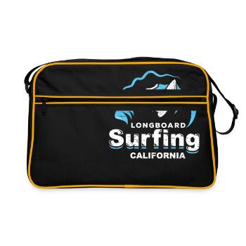 Longboard, surf, californie, planche surf, soleil, vague - Sac Retro - noir/or - Devant