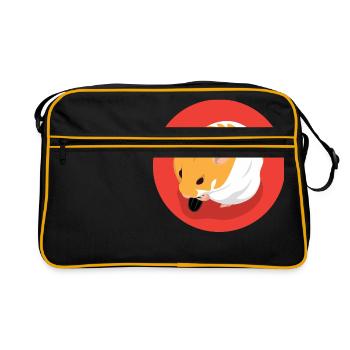Cute Brown Hamster Eating - Retro Bag - black/gold - Front