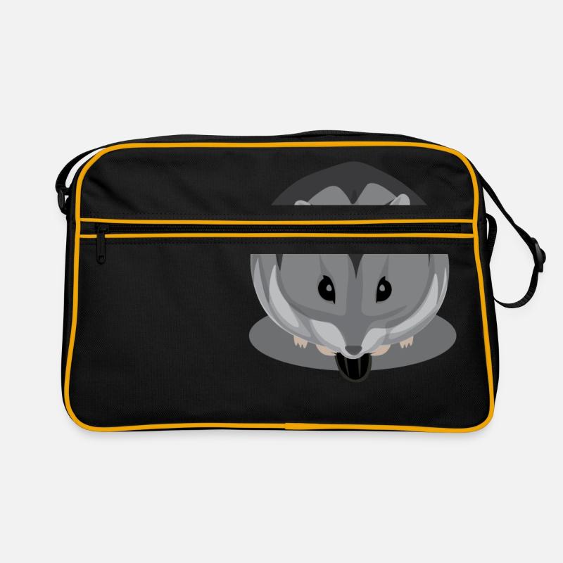 Hamster noir et gris mangeant Sac Retro