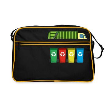 Garbage Truck For Garbage Disposal Recycling I Gift Idea - Retro Bag - black/gold - Front