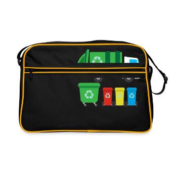 Garbage Truck For Garbage Disposal Recycling I Gift Idea - Retro Bag - black/gold - Front
