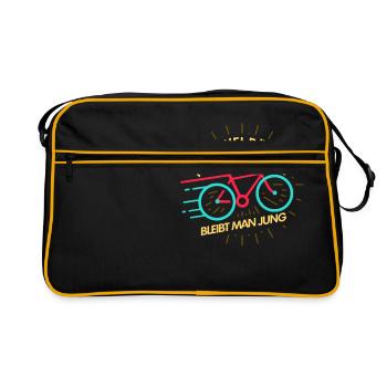 On two wheels you stay young! - Retro Bag - black/gold - Front