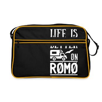 Life is Better on Rømø - Retro Tasche - Schwarz/Gold - Vorne