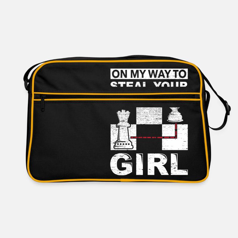 Échecs, humour, dame, cheval, cadeau, drôle, voleur Sac Retro