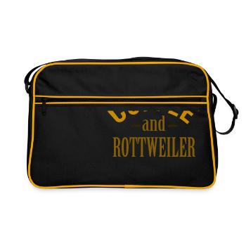 Coffe und Rottweilers - Retro Tasche - Schwarz/Gold - Vorne