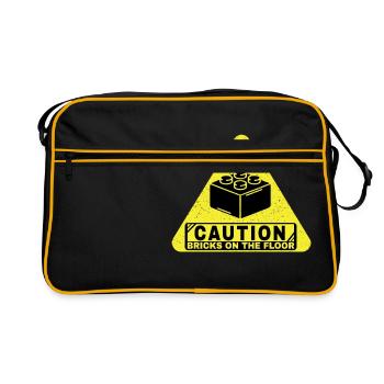 Spielzeug, Baustein, Humor, Geschenk, Eltern - Retro Tasche - Schwarz/Gold - Vorne