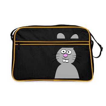 Funny Kaninchen - Retro Tasche - Schwarz/Gold - Vorne