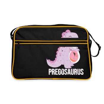 Pregosaurus Tee Shirts Funny Dinosaur Pregnancy Shirt - Retro Bag - black/gold - Front