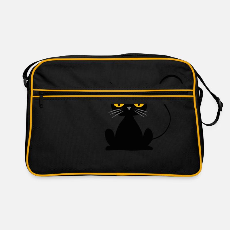 Katze - Retro Tasche - Schwarz/Gold