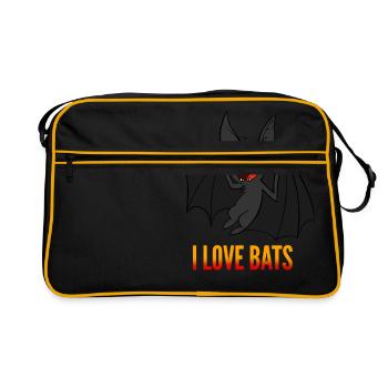 J'adore les chauves-souris - Sac Retro - noir/or - Devant