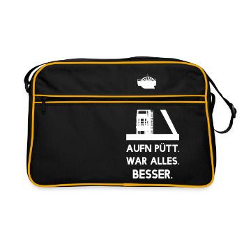 Sur Pütt tout était mieux - mine - exploitation minière - Sac Retro - noir/or - Devant