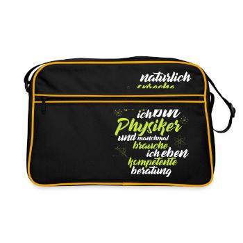 Lehrer Physik Schüler Schule Kompetent - Retro Tasche - Schwarz/Gold - Vorne