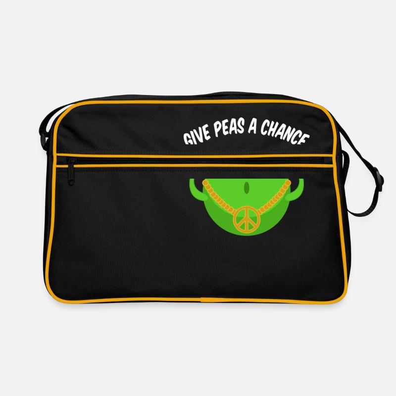 Geben Sie Erbsen eine Chance - Retro Tasche - Schwarz/Gold