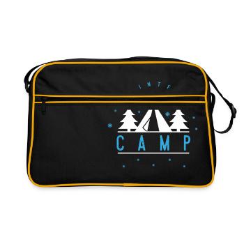 Hiver Camp tente montagne vallée forêt cadeau - Sac Retro - noir/or - Devant