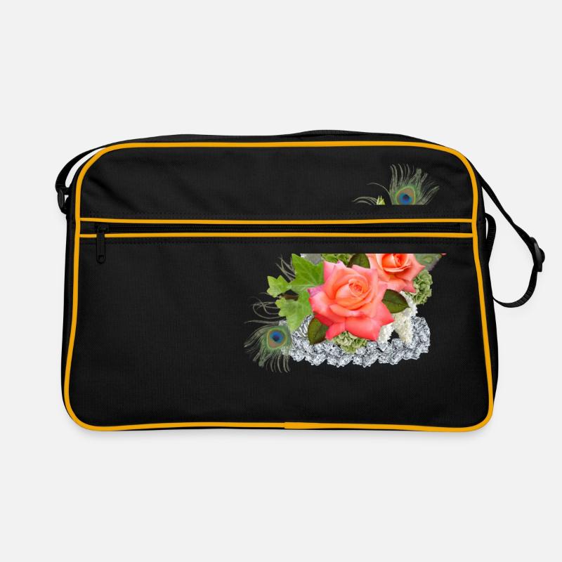 Des fleurs avec des bijoux - Sac Retro - noir/or
