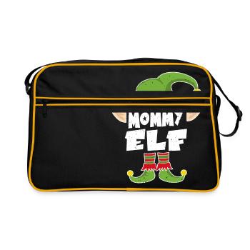 Mama Elf Weihnacht Geschenk Mutter Weihnachten - Retro Tasche - Schwarz/Gold - Vorne