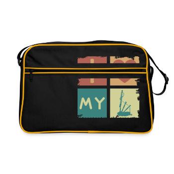 Bagpipe Vintage Bagpipe Instrument Gift - Retro Bag - black/gold - Front