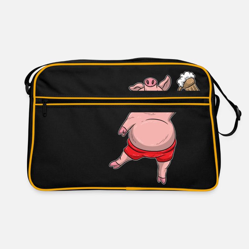 Funny Beer Drinking Pig Retro Bag