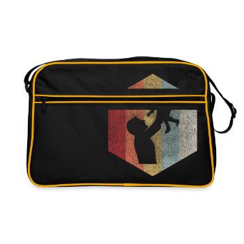 Papa Vater Tochter Geschenk Retro - Retro Tasche - Schwarz/Gold - Vorne