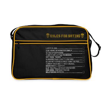 papa fille cadeau règles coeur amour - Sac Retro - noir/or - Devant